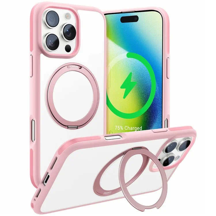 TORRAS Ostand R Fusion For iPhone 16 Pro Max Case 360 Degree Rotating Kickstand TPU+PC Phone Cover Compatible with MagSafe