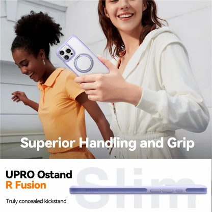 TORRAS Ostand R Fusion For iPhone 16 Pro Max Case 360 Degree Rotating Kickstand TPU+PC Phone Cover Compatible with MagSafe