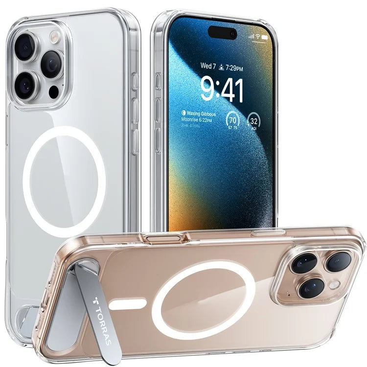 TORRAS For iPhone 16 Pro Case Kickstand TPU+PC Phone Cover Compatible with MagSafe