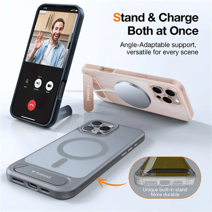 TORRAS For iPhone 16 Pro Max Case Kickstand TPU+PC Phone Cover Compatible with MagSafe
