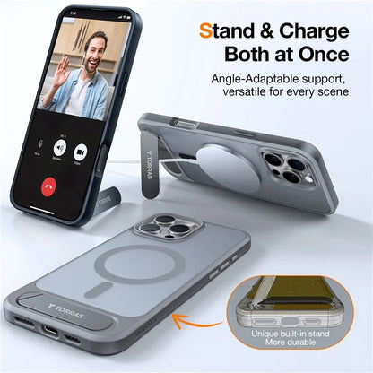 TORRAS For iPhone 16 Pro Max Case Kickstand TPU+PC Phone Cover Compatible with MagSafe