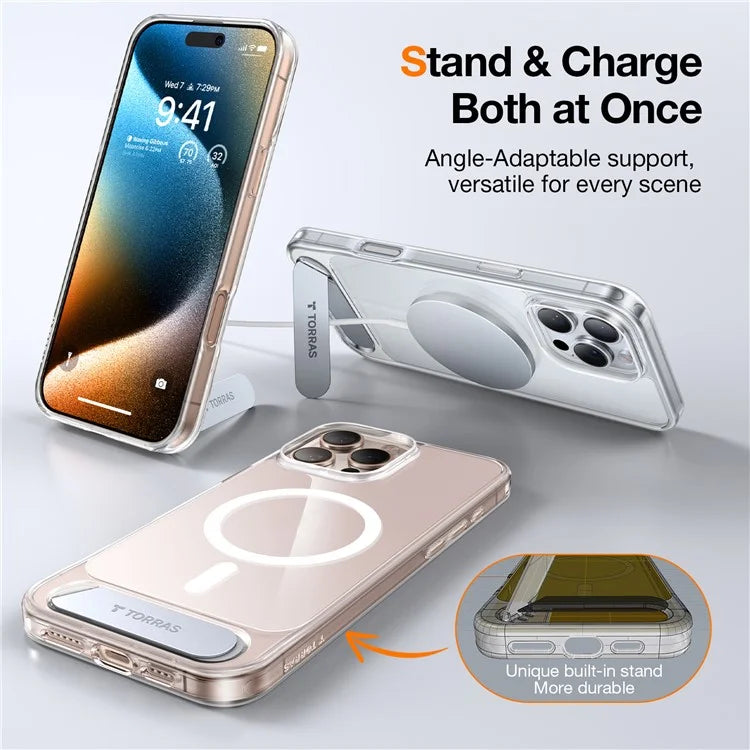 TORRAS For iPhone 16 Pro Max Case Kickstand TPU+PC Phone Cover Compatible with MagSafe