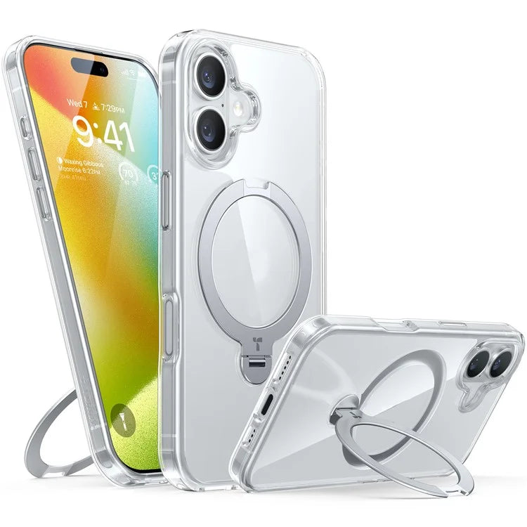 TORRAS For iPhone 16 Case Compatible with MagSafe Rotating Kickstand PC+TPU Phone Cover