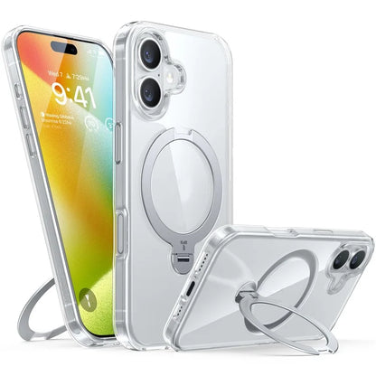 TORRAS For iPhone 16 Plus Case Compatible with MagSafe Rotating Kickstand PC+TPU Phone Cover