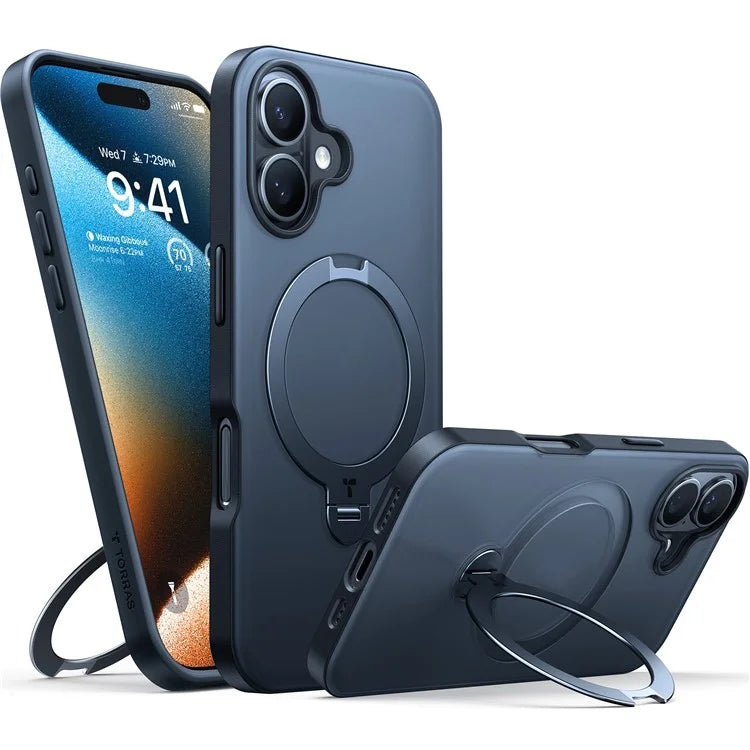 TORRAS For iPhone 16 Plus Case Compatible with MagSafe Rotating Kickstand PC+TPU Phone Cover