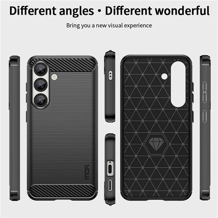 MOFI JK TPU Series-1 For Samsung Galaxy S25 Case Carbon Fiber Texture TPU Soft Phone Cover