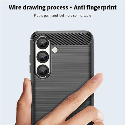 MOFI JK TPU Series-1 For Samsung Galaxy S25 Case Carbon Fiber Texture TPU Soft Phone Cover