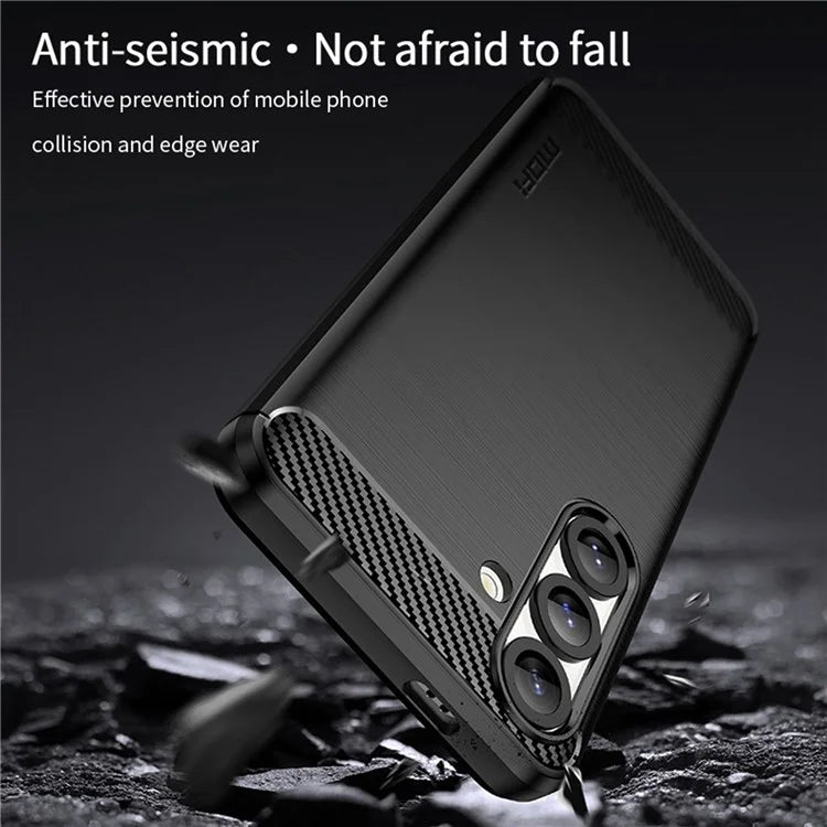 MOFI JK TPU Series-1 For Samsung Galaxy S25 Case Carbon Fiber Texture TPU Soft Phone Cover