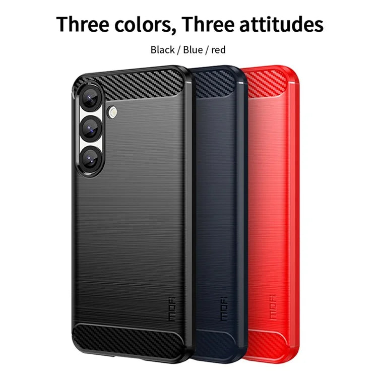 MOFI JK TPU Series-1 For Samsung Galaxy S25 Case Carbon Fiber Texture TPU Soft Phone Cover