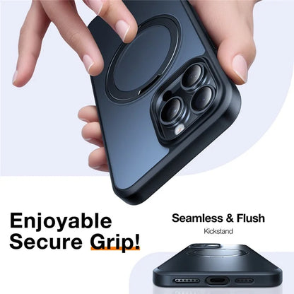 TORRAS Ostand R Series for iPhone 16 Pro Case Rotating Kickstand TPU+PC Phone Cover Compatible with MagSafe