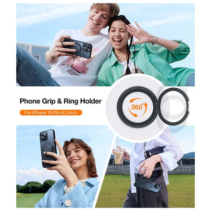 TORRAS Ostand R Series for iPhone 16 Pro Case Rotating Kickstand TPU+PC Phone Cover Compatible with MagSafe