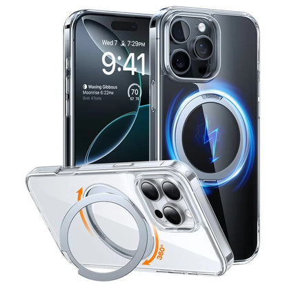 TORRAS Ostand R Series for iPhone 16 Pro Case Rotating Kickstand TPU+PC Phone Cover Compatible with MagSafe