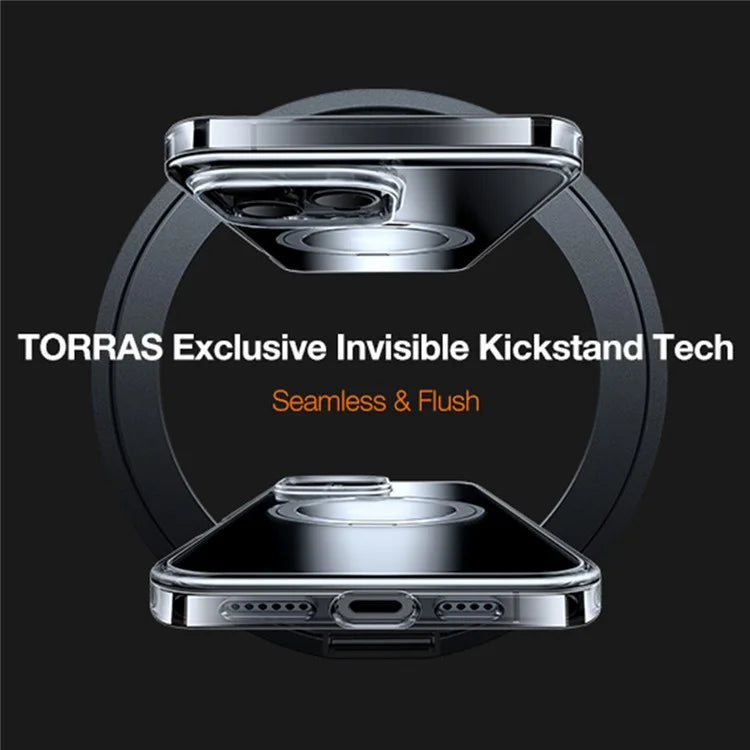 TORRAS Ostand R Series for iPhone 16 Pro Case Rotating Kickstand TPU+PC Phone Cover Compatible with MagSafe