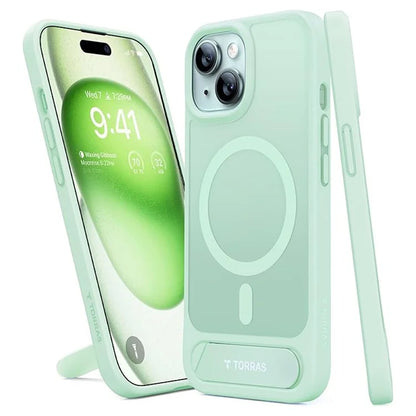 TORRAS For iPhone 15 Case Kickstand TPU+PC Phone Cover Compatible with MagSafe