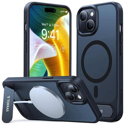 TORRAS For iPhone 15 Case Kickstand TPU+PC Phone Cover Compatible with MagSafe