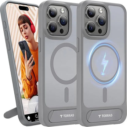 TORRAS For iPhone 15 Pro Max Case Kickstand TPU+PC Phone Cover Compatible with MagSafe