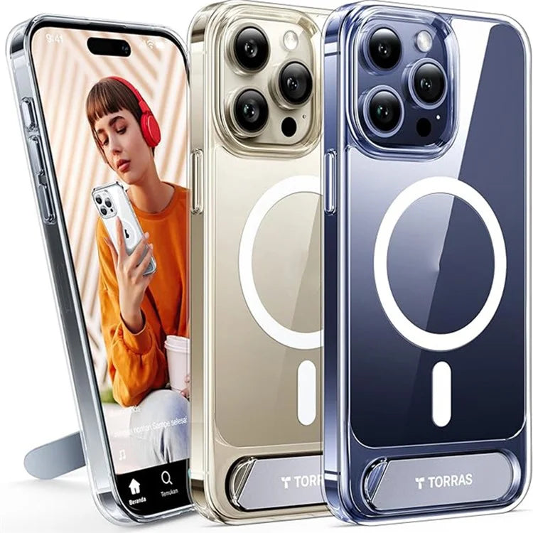 TORRAS For iPhone 15 Pro Max Case Kickstand TPU+PC Phone Cover Compatible with MagSafe
