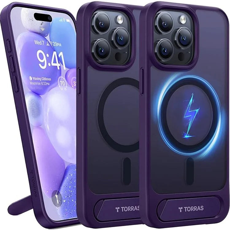 TORRAS For iPhone 15 Pro Max Case Kickstand TPU+PC Phone Cover Compatible with MagSafe
