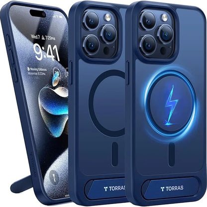 TORRAS For iPhone 15 Pro Max Case Kickstand TPU+PC Phone Cover Compatible with MagSafe