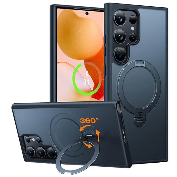 TORRAS For Samsung Galaxy S24 Ultra Case Compatible with MagSafe Rotating Kickstand PC+TPU Phone Cover