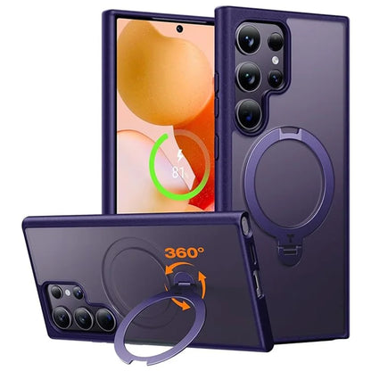 TORRAS For Samsung Galaxy S24 Ultra Case Compatible with MagSafe Rotating Kickstand PC+TPU Phone Cover