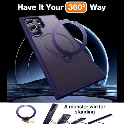 TORRAS For Samsung Galaxy S24 Ultra Case Compatible with MagSafe Rotating Kickstand PC+TPU Phone Cover
