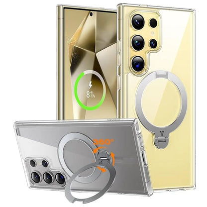 TORRAS For Samsung Galaxy S24 Ultra Case Compatible with MagSafe Rotating Kickstand PC+TPU Phone Cover