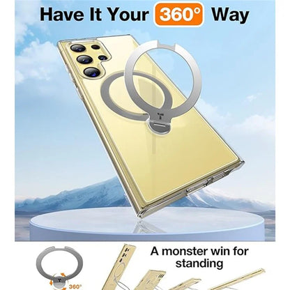 TORRAS For Samsung Galaxy S24 Ultra Case Compatible with MagSafe Rotating Kickstand PC+TPU Phone Cover