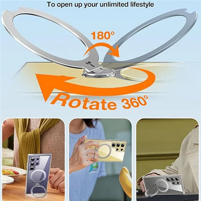 TORRAS For Samsung Galaxy S24 Ultra Case Compatible with MagSafe Rotating Kickstand PC+TPU Phone Cover