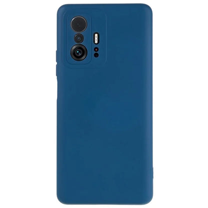 For Xiaomi 11T 5G / 11T Pro 5G Solid Color Liquid Silicone Texture Phone Cover 2.0mm Thick Arc Edge TPU Anti-scratch Case