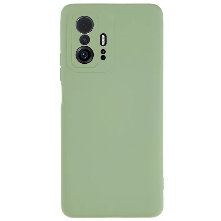 For Xiaomi 11T 5G / 11T Pro 5G Solid Color Liquid Silicone Texture Phone Cover 2.0mm Thick Arc Edge TPU Anti-scratch Case