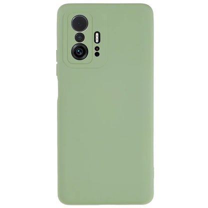 For Xiaomi 11T 5G / 11T Pro 5G Solid Color Liquid Silicone Texture Phone Cover 2.0mm Thick Arc Edge TPU Anti-scratch Case