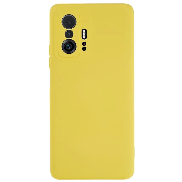 For Xiaomi 11T 5G / 11T Pro 5G Solid Color Liquid Silicone Texture Phone Cover 2.0mm Thick Arc Edge TPU Anti-scratch Case