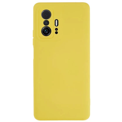 For Xiaomi 11T 5G / 11T Pro 5G Solid Color Liquid Silicone Texture Phone Cover 2.0mm Thick Arc Edge TPU Anti-scratch Case