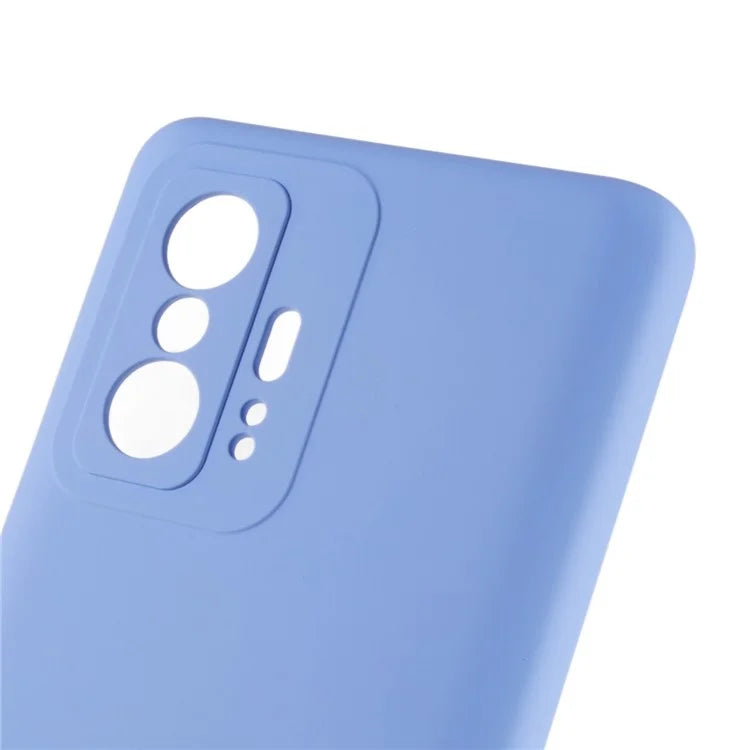 For Xiaomi 11T 5G / 11T Pro 5G Solid Color Liquid Silicone Texture Phone Cover 2.0mm Thick Arc Edge TPU Anti-scratch Case