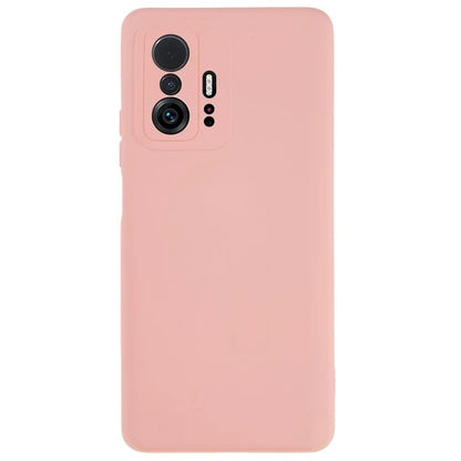 For Xiaomi 11T 5G / 11T Pro 5G Solid Color Liquid Silicone Texture Phone Cover 2.0mm Thick Arc Edge TPU Anti-scratch Case