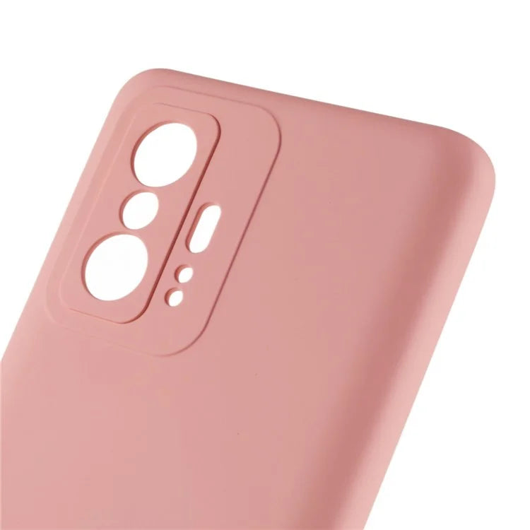 For Xiaomi 11T 5G / 11T Pro 5G Solid Color Liquid Silicone Texture Phone Cover 2.0mm Thick Arc Edge TPU Anti-scratch Case