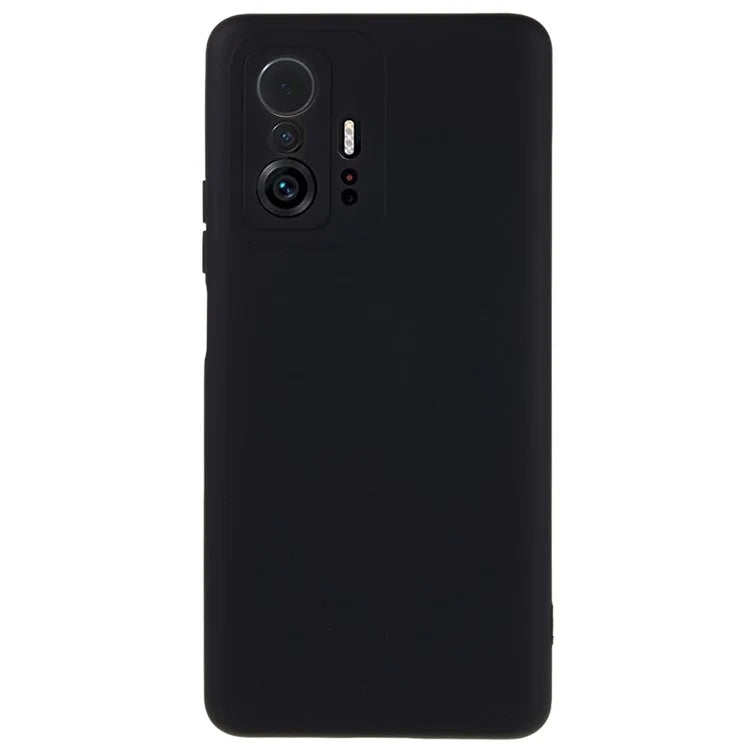 For Xiaomi 11T 5G / 11T Pro 5G Solid Color Liquid Silicone Texture Phone Cover 2.0mm Thick Arc Edge TPU Anti-scratch Case