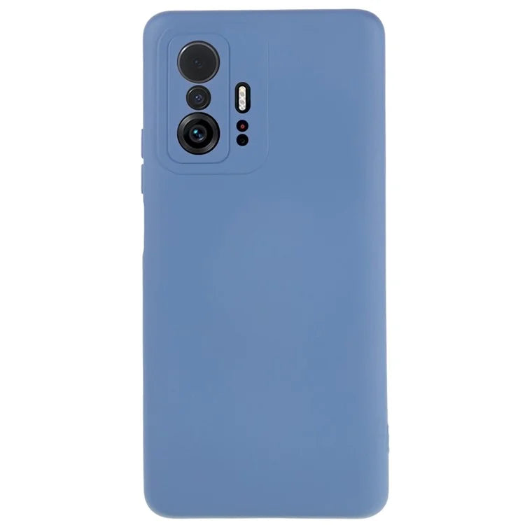 For Xiaomi 11T 5G / 11T Pro 5G Solid Color Liquid Silicone Texture Phone Cover 2.0mm Thick Arc Edge TPU Anti-scratch Case