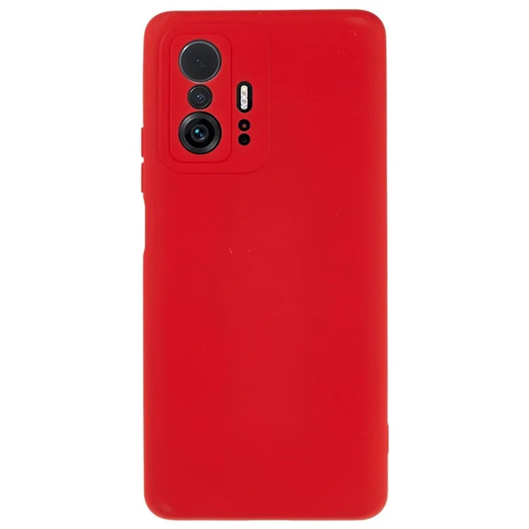 For Xiaomi 11T 5G / 11T Pro 5G Solid Color Liquid Silicone Texture Phone Cover 2.0mm Thick Arc Edge TPU Anti-scratch Case