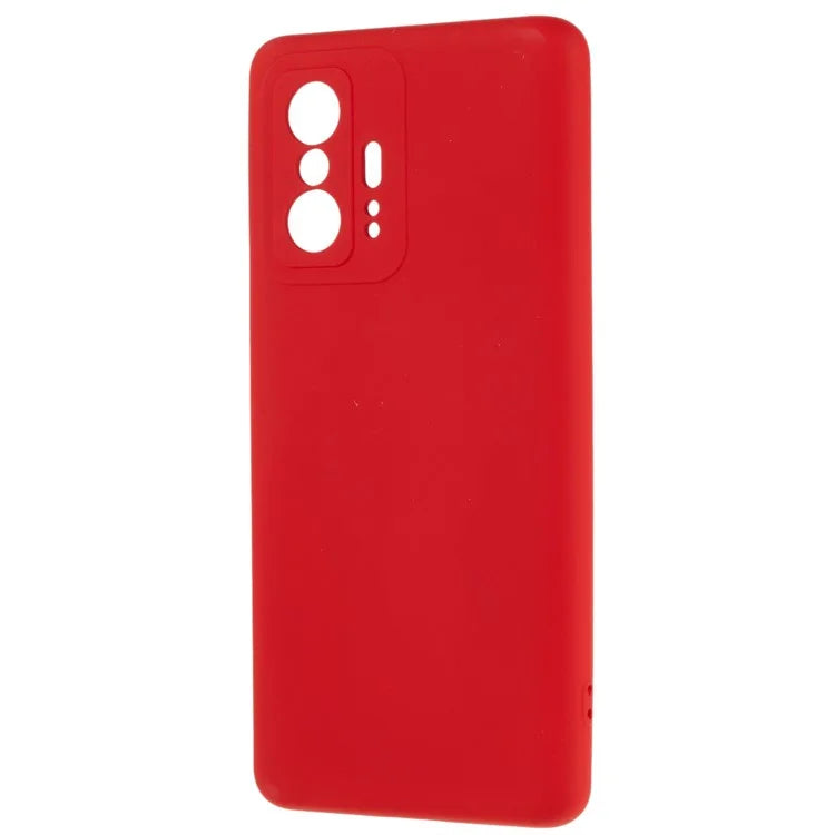 For Xiaomi 11T 5G / 11T Pro 5G Solid Color Liquid Silicone Texture Phone Cover 2.0mm Thick Arc Edge TPU Anti-scratch Case