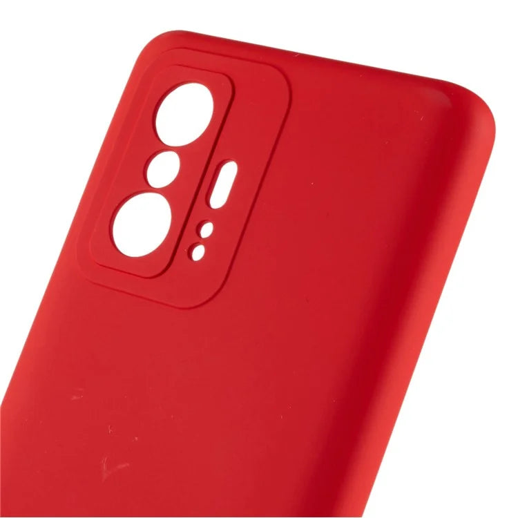 For Xiaomi 11T 5G / 11T Pro 5G Solid Color Liquid Silicone Texture Phone Cover 2.0mm Thick Arc Edge TPU Anti-scratch Case