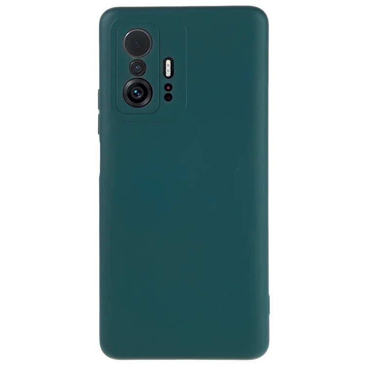 For Xiaomi 11T 5G / 11T Pro 5G Solid Color Liquid Silicone Texture Phone Cover 2.0mm Thick Arc Edge TPU Anti-scratch Case