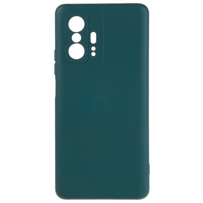 For Xiaomi 11T 5G / 11T Pro 5G Solid Color Liquid Silicone Texture Phone Cover 2.0mm Thick Arc Edge TPU Anti-scratch Case
