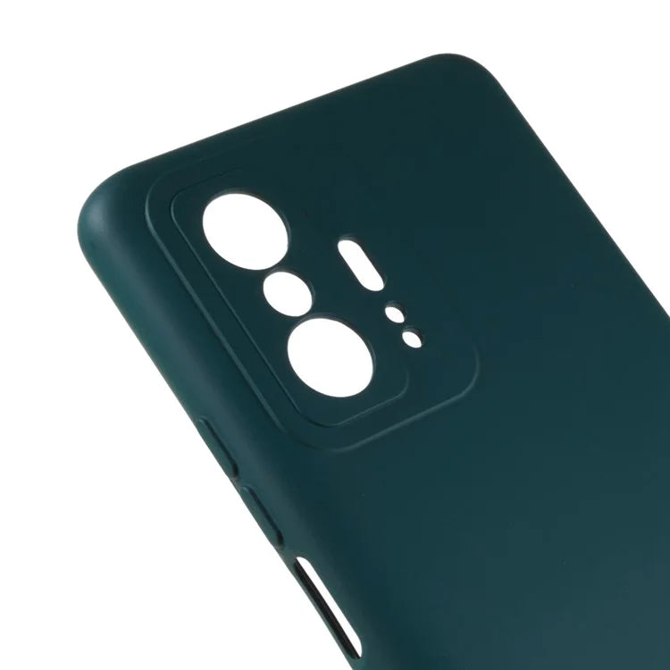 For Xiaomi 11T 5G / 11T Pro 5G Solid Color Liquid Silicone Texture Phone Cover 2.0mm Thick Arc Edge TPU Anti-scratch Case