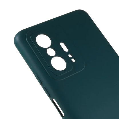 For Xiaomi 11T 5G / 11T Pro 5G Solid Color Liquid Silicone Texture Phone Cover 2.0mm Thick Arc Edge TPU Anti-scratch Case