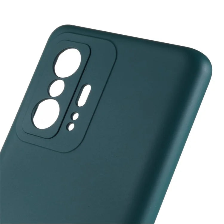For Xiaomi 11T 5G / 11T Pro 5G Solid Color Liquid Silicone Texture Phone Cover 2.0mm Thick Arc Edge TPU Anti-scratch Case
