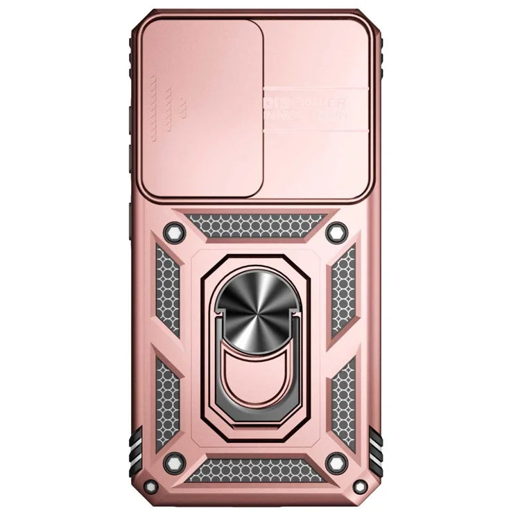 For Samsung Galaxy S23 Case Slide Camera Lid PC+TPU Phone Cover with Kickstand