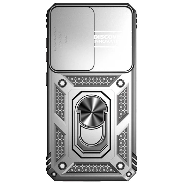 For Samsung Galaxy S23 Case Slide Camera Lid PC+TPU Phone Cover with Kickstand