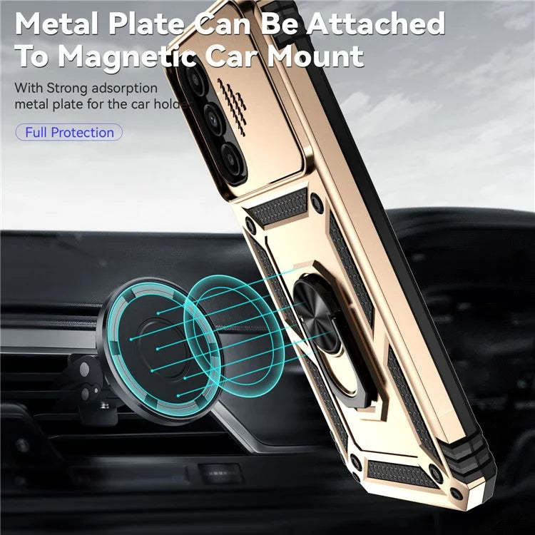 For Samsung Galaxy A14 5G / A14 4G Case PC+TPU Slide Camera Protector Phone Cover with Kickstand